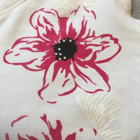 Denver Hayes white with pink flowers Pima cotton soft tank Size M - Picture 2 of 8